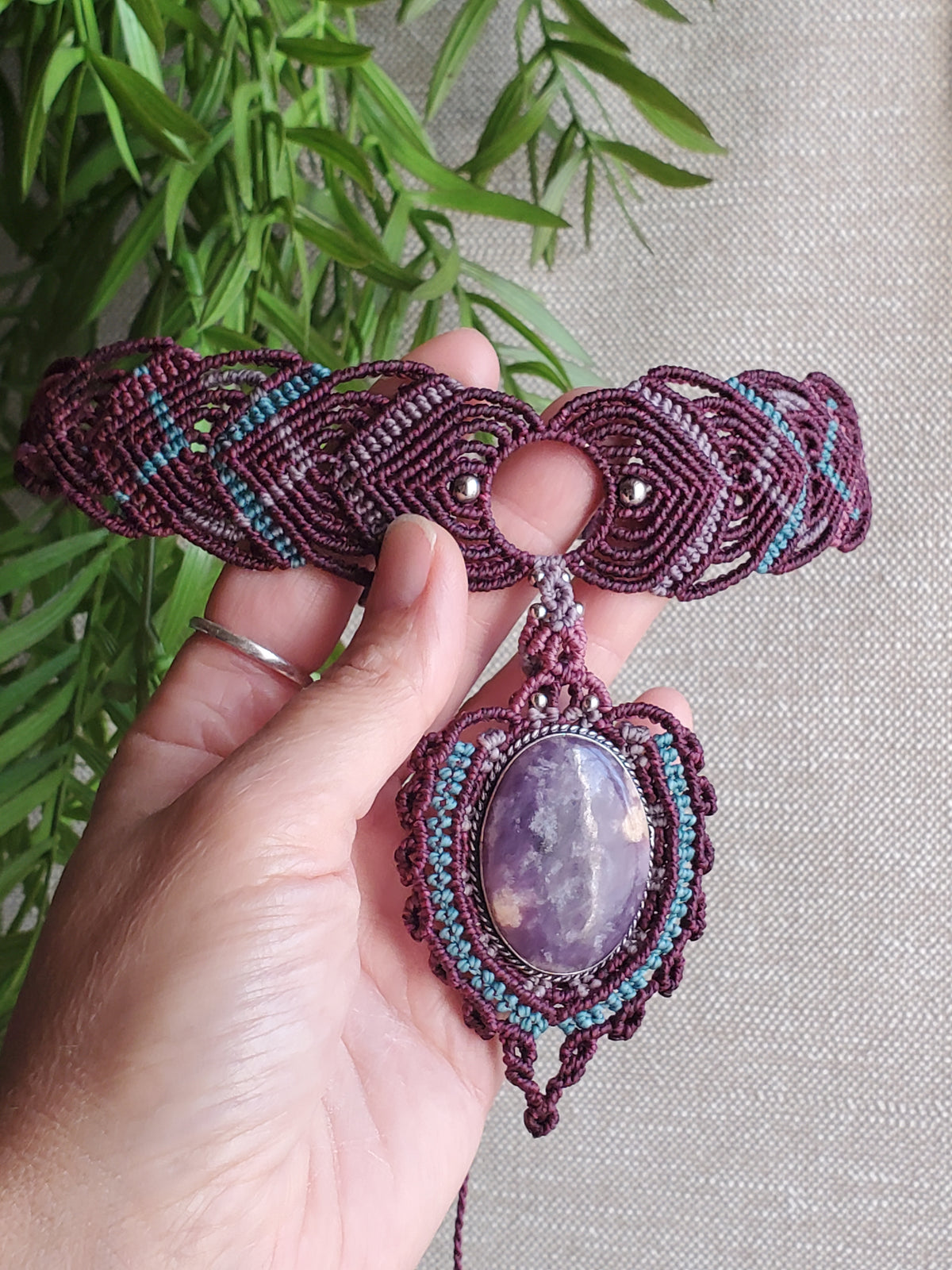Collection HĂ©ritage đż â Collier Choker - "Lepidolite" piece unique dâexception