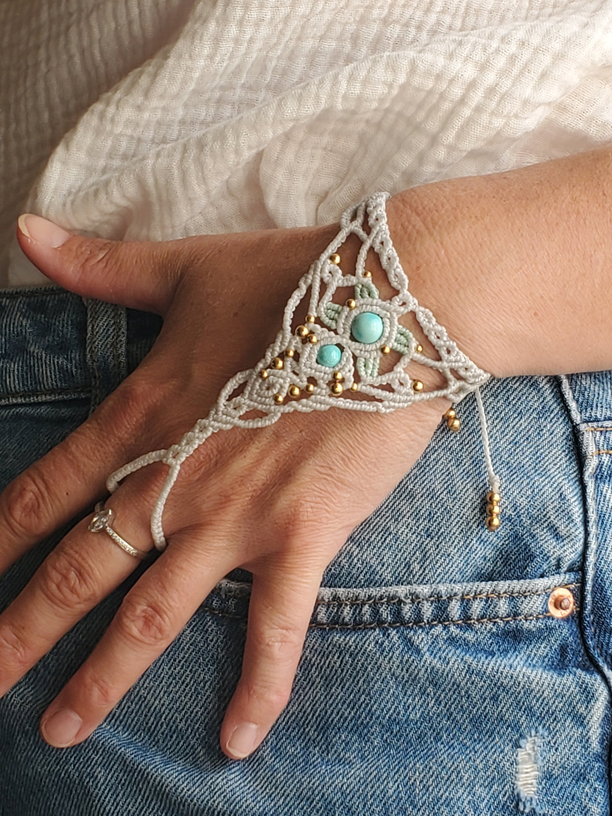 Collection Héritage 🌿 — Manchette bague " Amazonite"