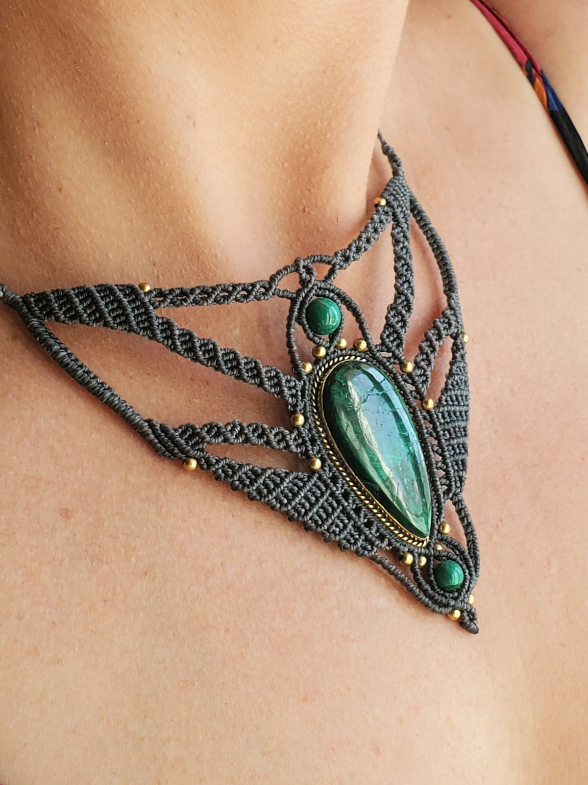 Collection Héritage 🌿 — Collier plastron - "Malachite " pièce unique d’exception