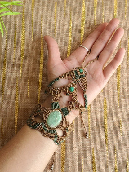 Collection Héritage 🌿 — Manchette bague - " Pierre naturelle et Malachite " pièce unique d’exception