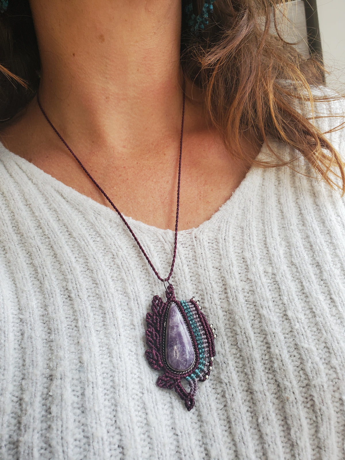 Collection Héritage 🌿 — Collier pendentif Lepidolite - pièce unique