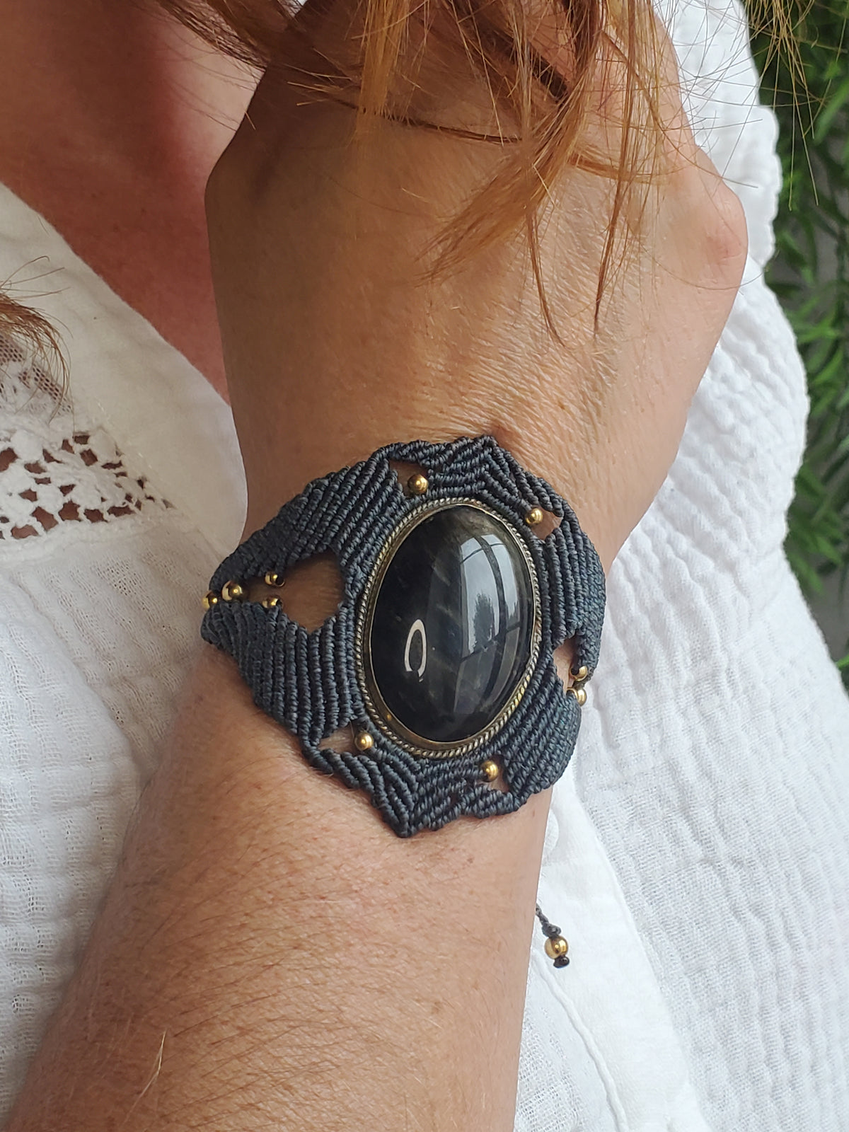 Collection Héritage 🌿 — Manchette Obsidienne Noire - pièce unique