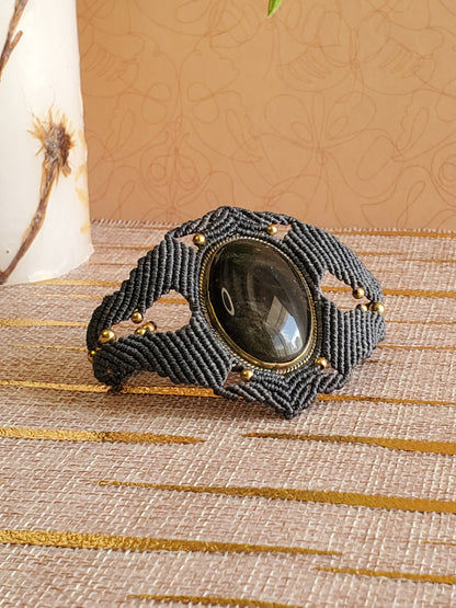 Collection Héritage 🌿 — Manchette Obsidienne Noire - pièce unique