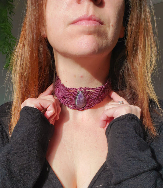 Collection Héritage 🌿 — Collier Choker Lépidolite pièce unique d’exception