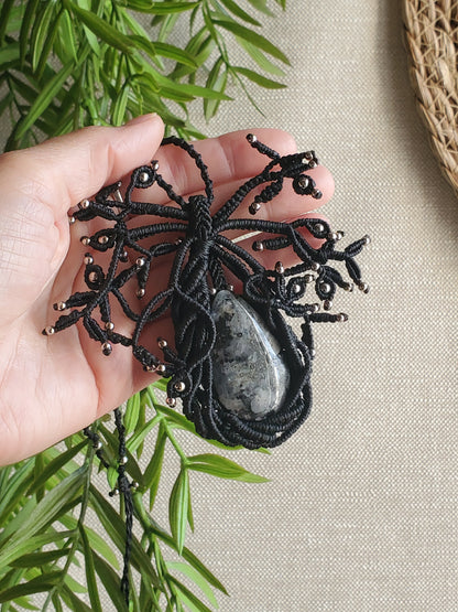 Collection Héritage 🌿 — Collier "Larvikite- Arbre de vie" - piece unique d’exception