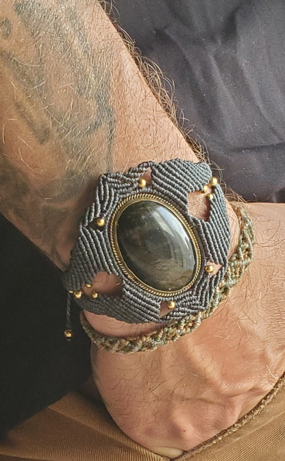 Collection Héritage 🌿 — Manchette Obsidienne Noire - pièce unique