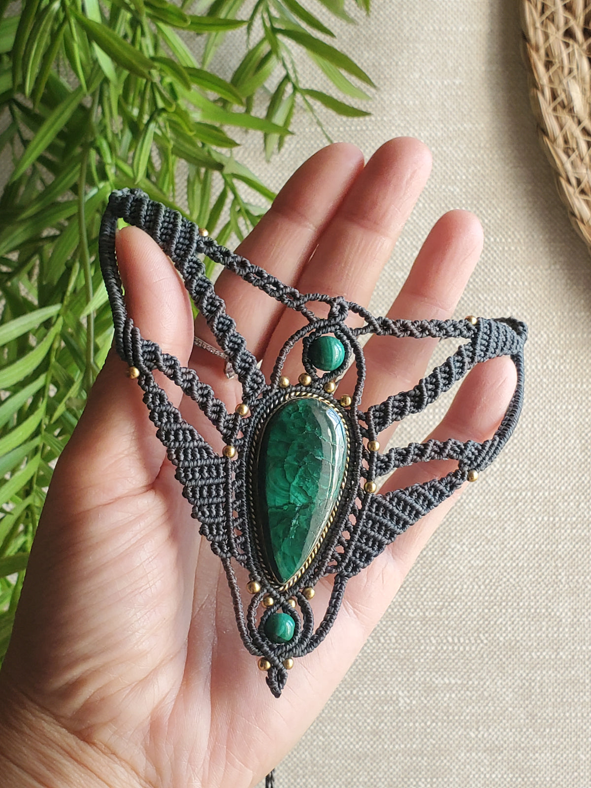 Collection Héritage 🌿 — Collier plastron - "Malachite " pièce unique d’exception