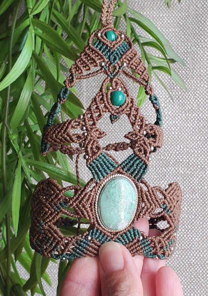 Collection Héritage 🌿 — Manchette bague - " Pierre naturelle et Malachite " pièce unique d’exception